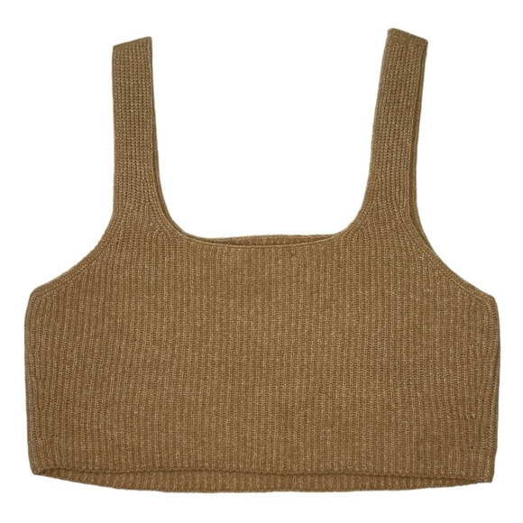 Everlane Cozy Stretch Cropped Knit Tank Camel Brown Size Large NWT - Picture 3 of 7